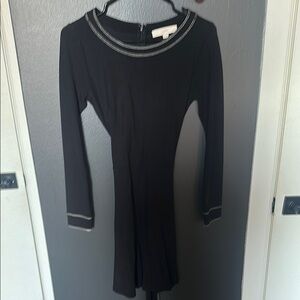 LOFT Elegant Black Dress with white contrast stich Accents 0P